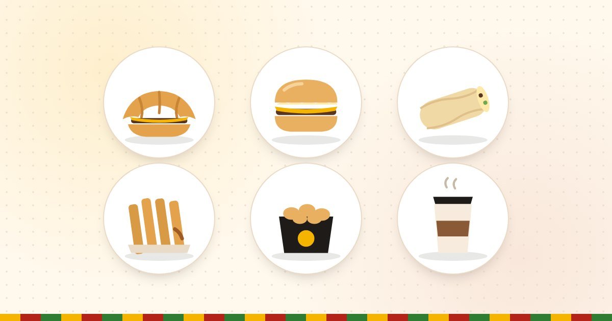 Burger King breakfast menu items: Croissan'wich, biscuit sandwich, breakfast burrito, French Toast Sticks, hash browns and coffee