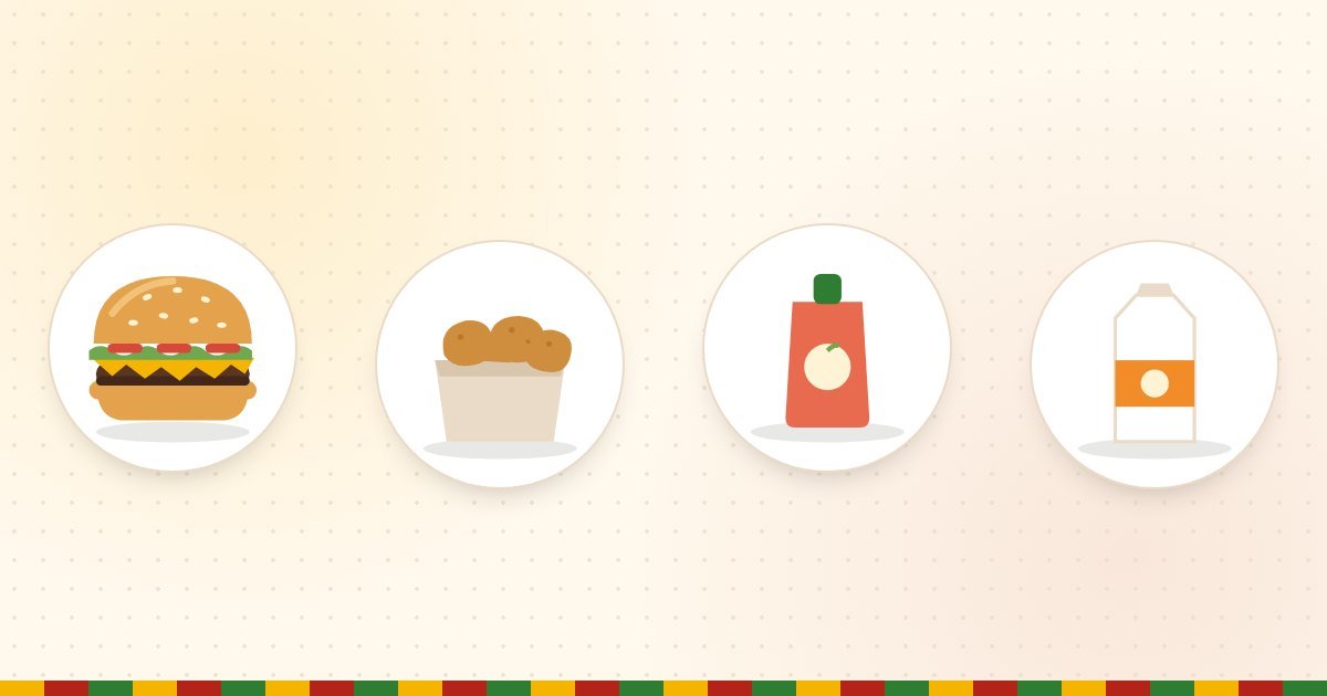 Burger King kids meal choices: a burger, chicken nuggets, applesauce and an apple juice drink